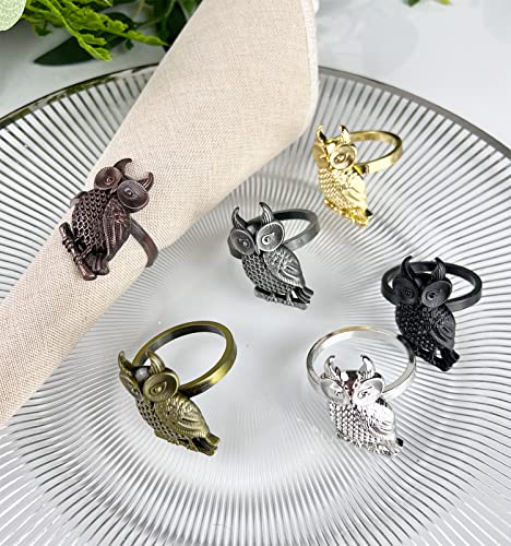 Perched Owl Metal Napkin Rings