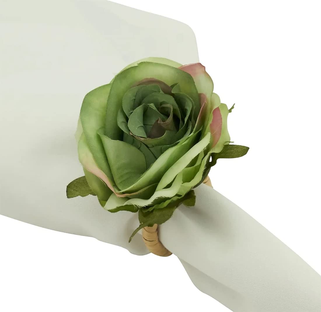 Handmade Red Rose Flower Napkin Rings