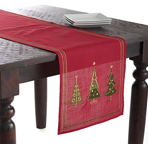 Embroidered Christmas Tree Festive Holiday Table Runner (16"X70")