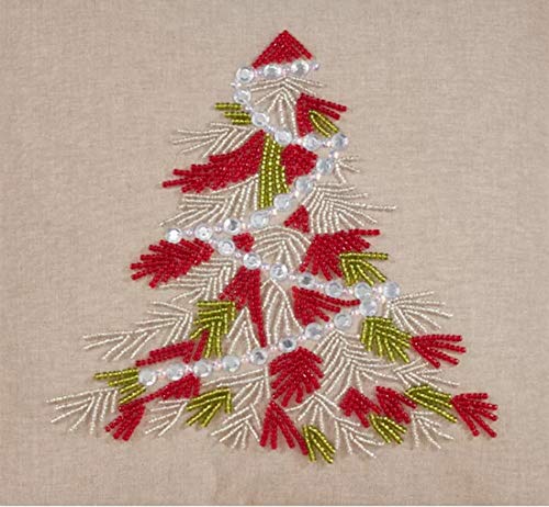 Beaded Christmas Tree Cotton Table Runner