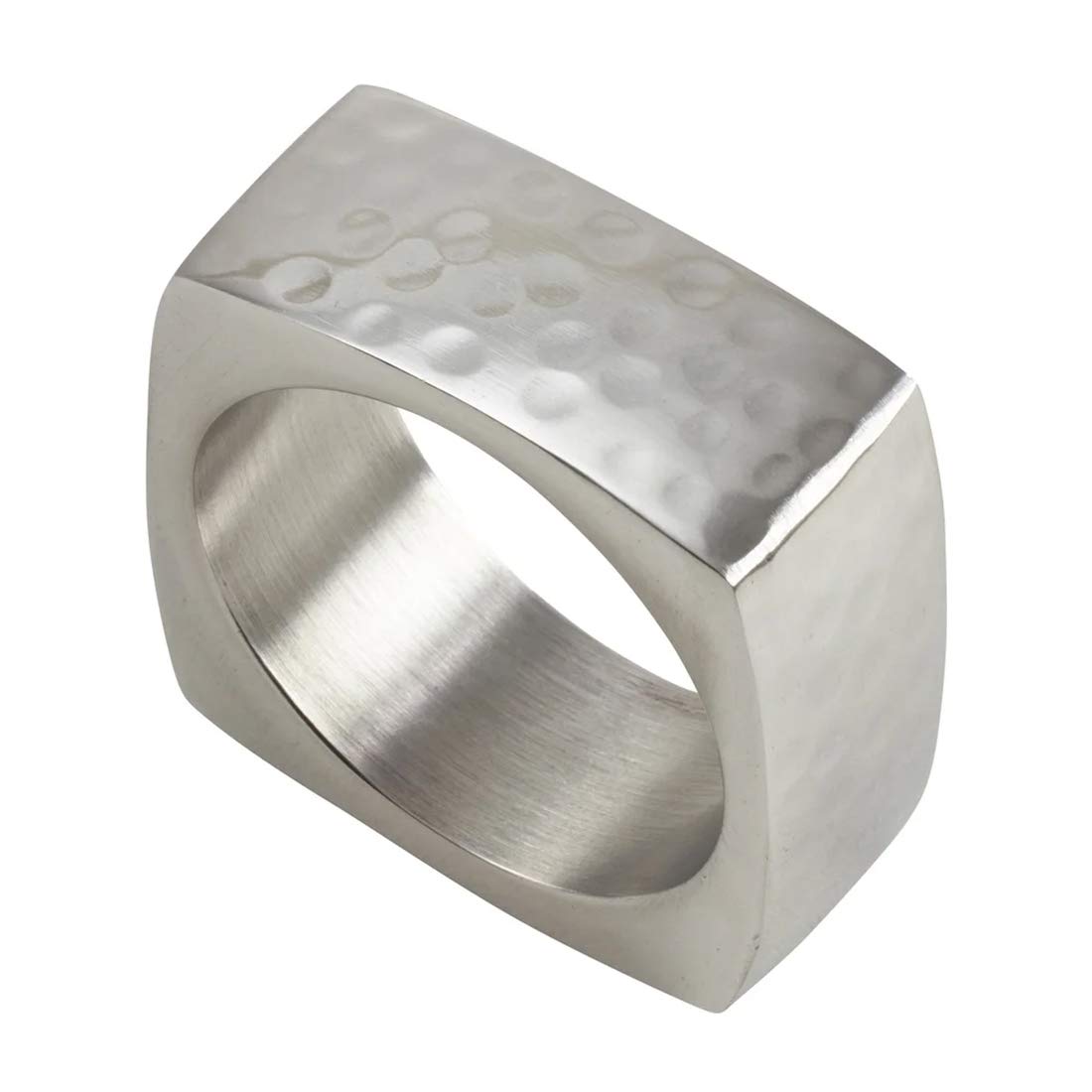 Hammered Design Square Metal Napkin Rings