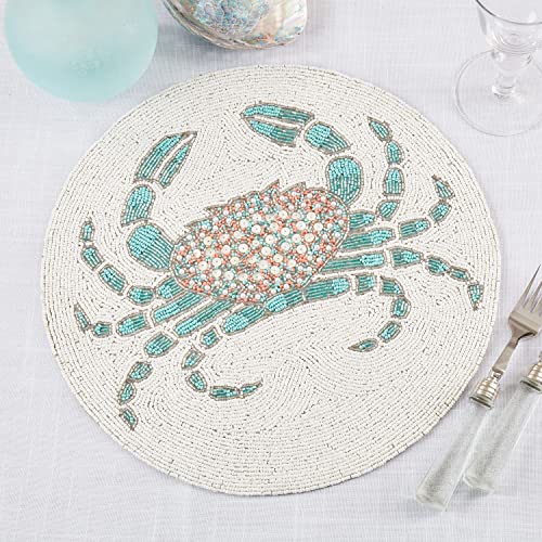 Hand Beaded Sea Life Coastal Placemat 15" Round