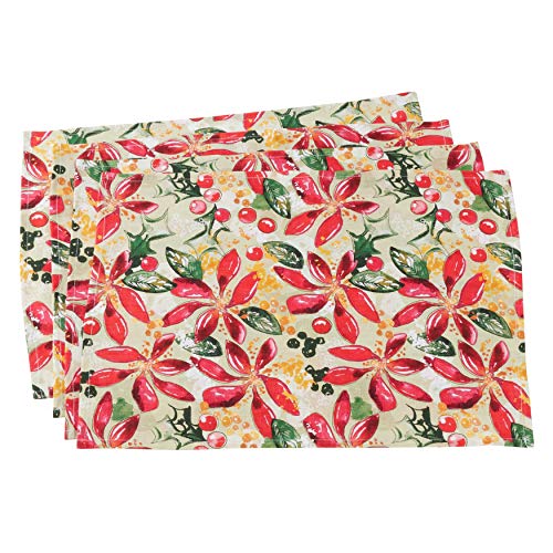 Beautiful Holiday Wild Floral 100% Linen Placemats
