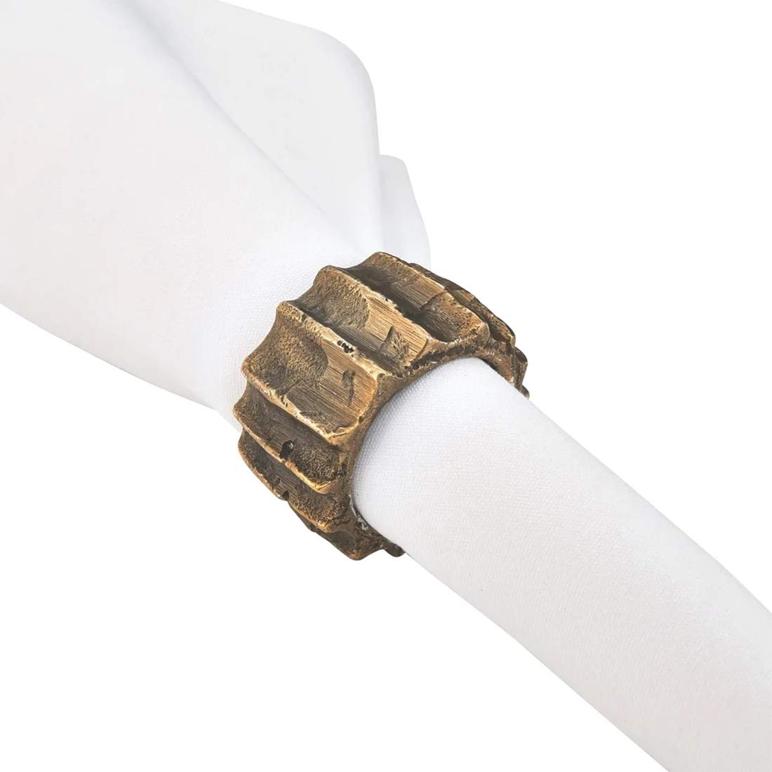 Contemporary Ribbed Design Metal Napkin Rings