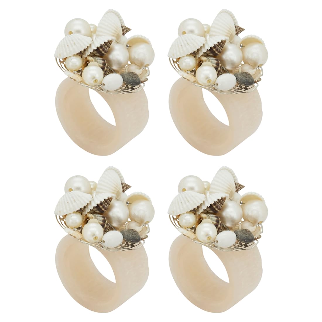 Beaded Seashell Design Decorative Napkin Rings