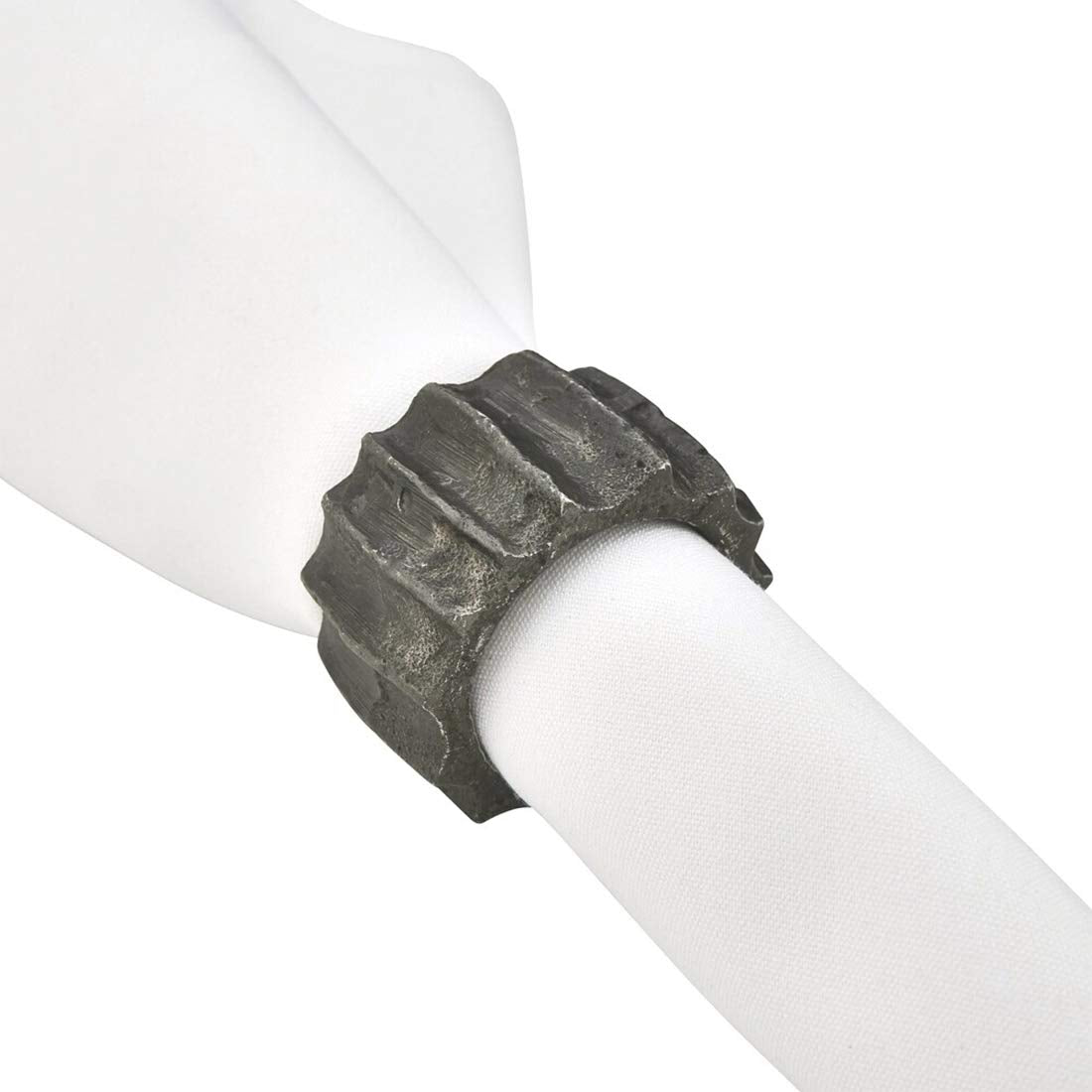 Contemporary Ribbed Design Metal Napkin Rings