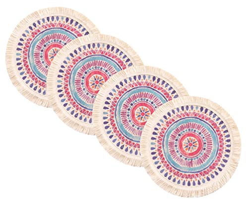 Tovagliette americane in cotone con frange e motivo mandala boho