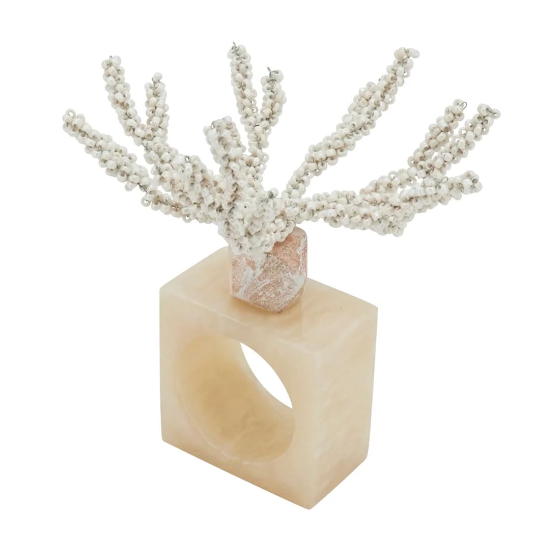 Coral Beaded Resin Napkin Rings