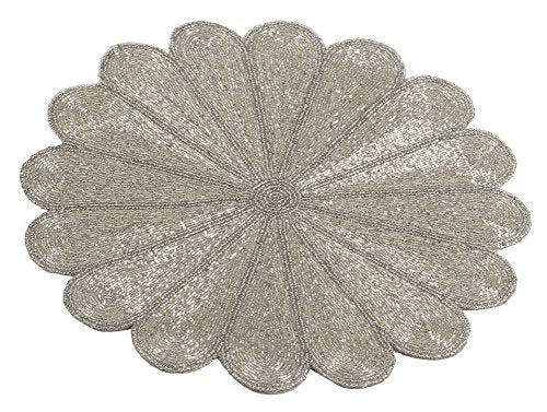 Flower Design Handmade Beaded 15-inch Round Placemat