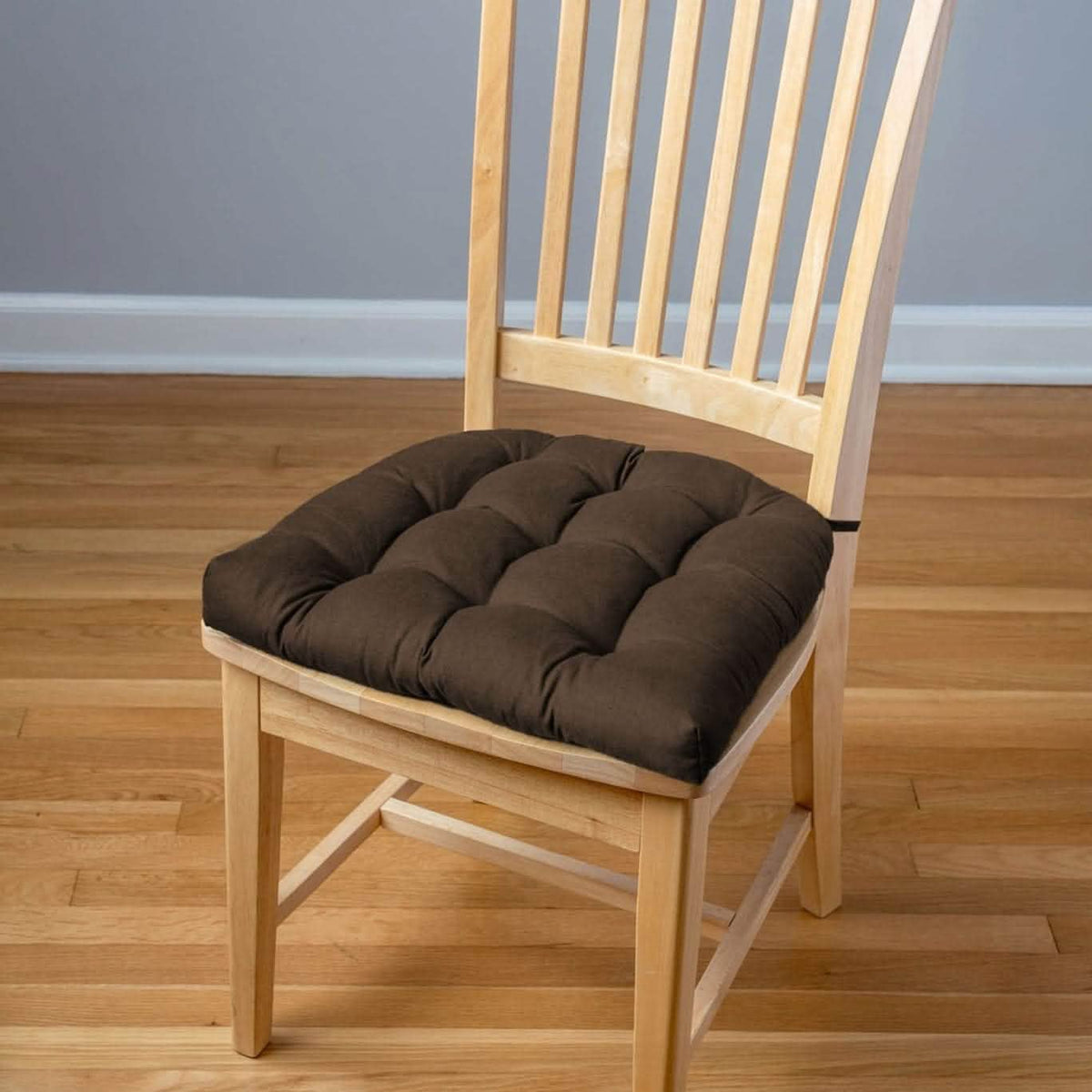 Cotton Duck Brown Solid Color Dining Chair Pads  - Made in USA - 100% Cotton - Machine Washable