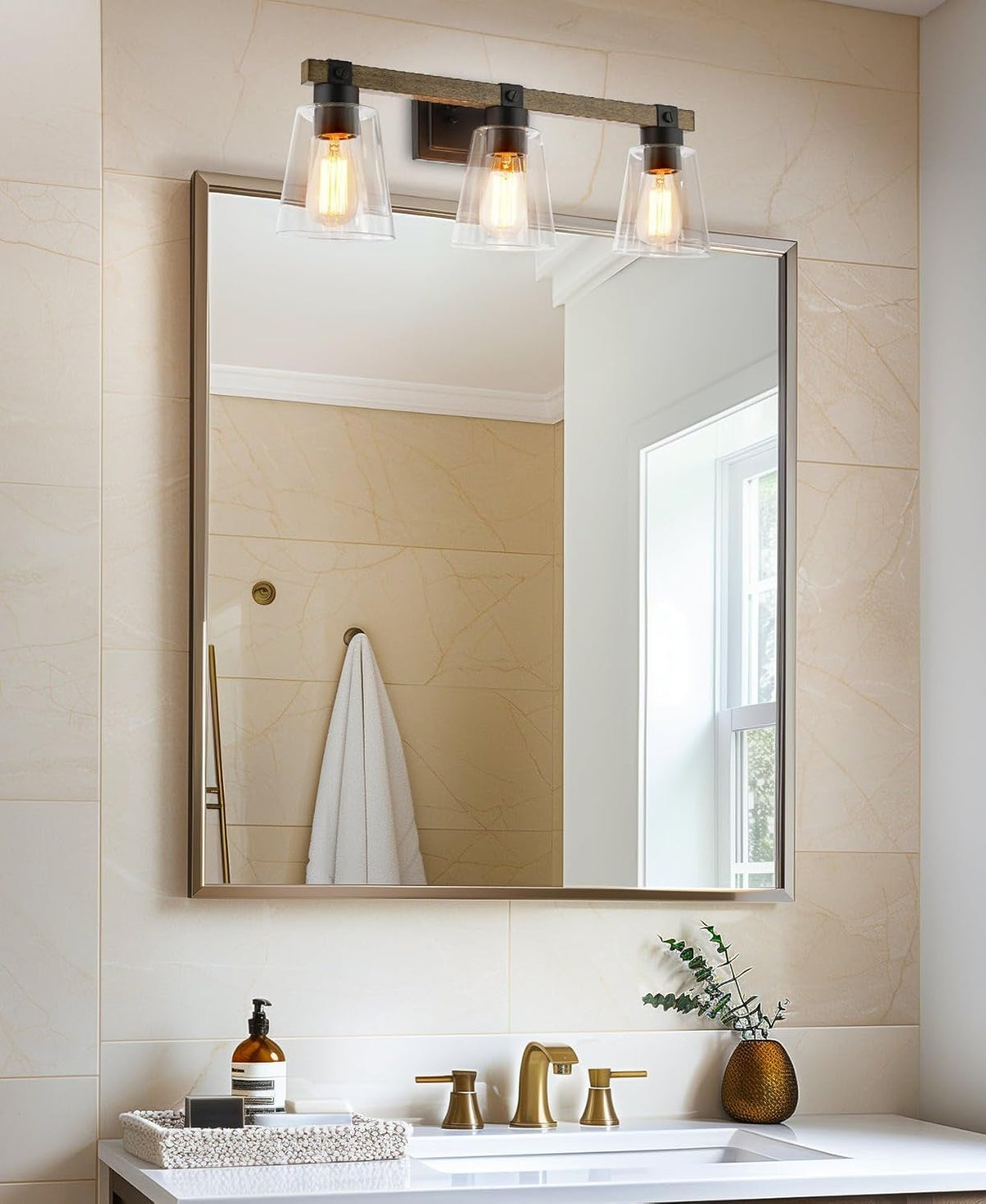 23" 3-Light Farmhouse Vanity Bathroom Light