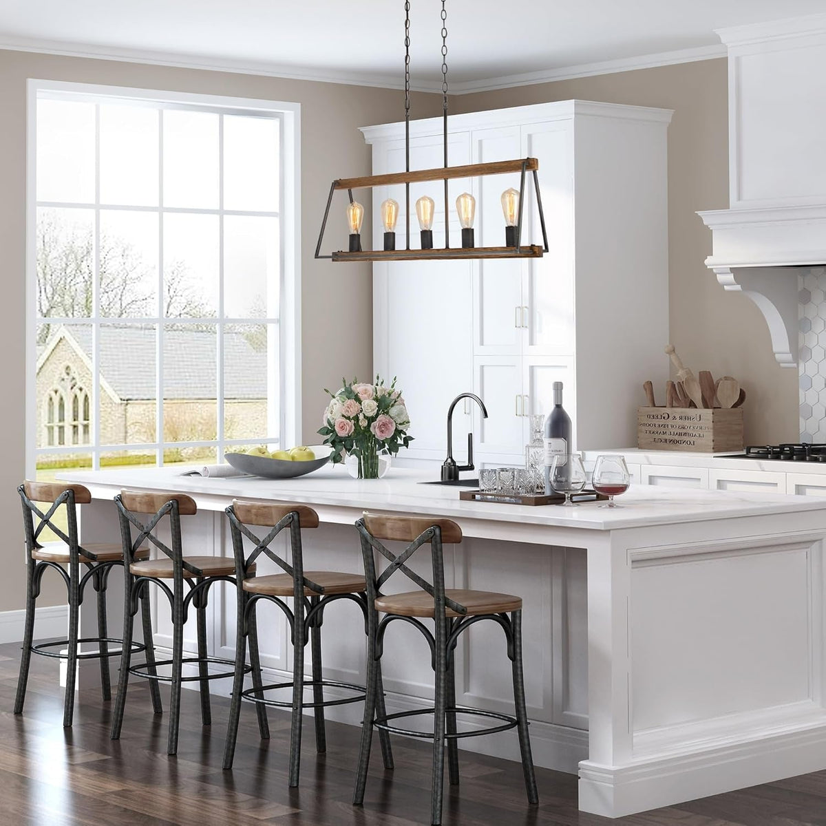 Farmhouse 5-Light Rustic Metal Linear
