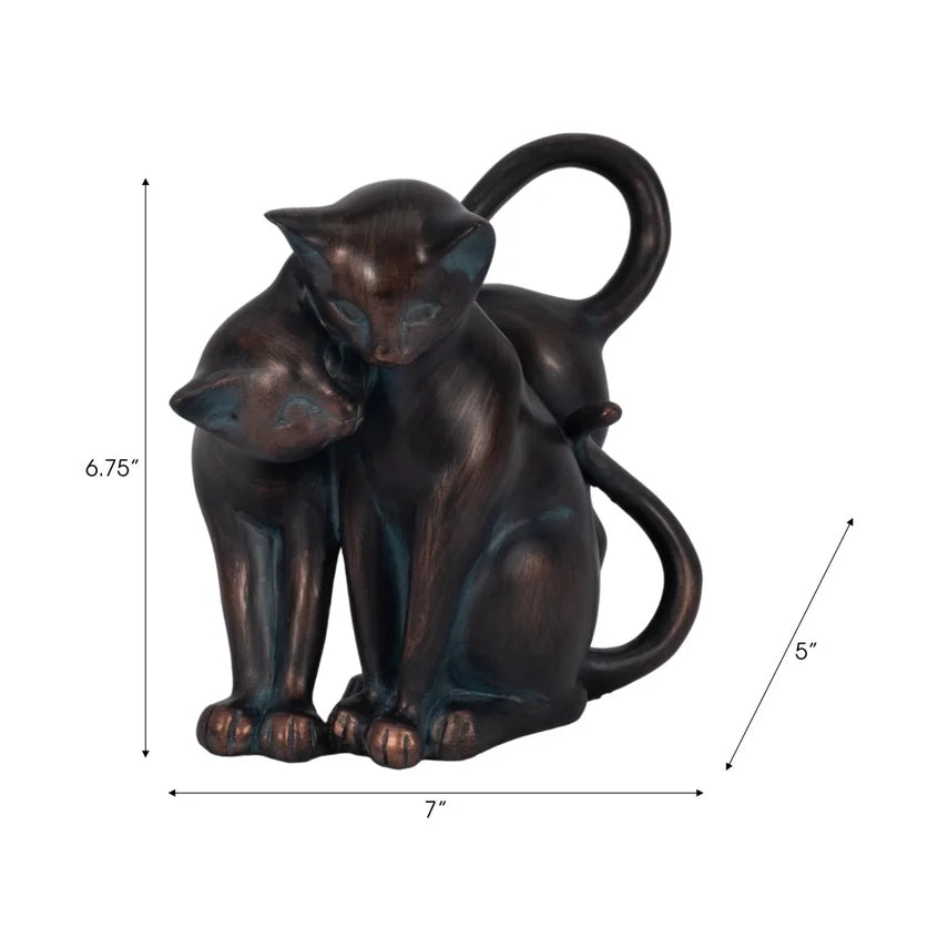 Whimsical Bronze Cat Garden Statue – Artistic Resin Accent (7")