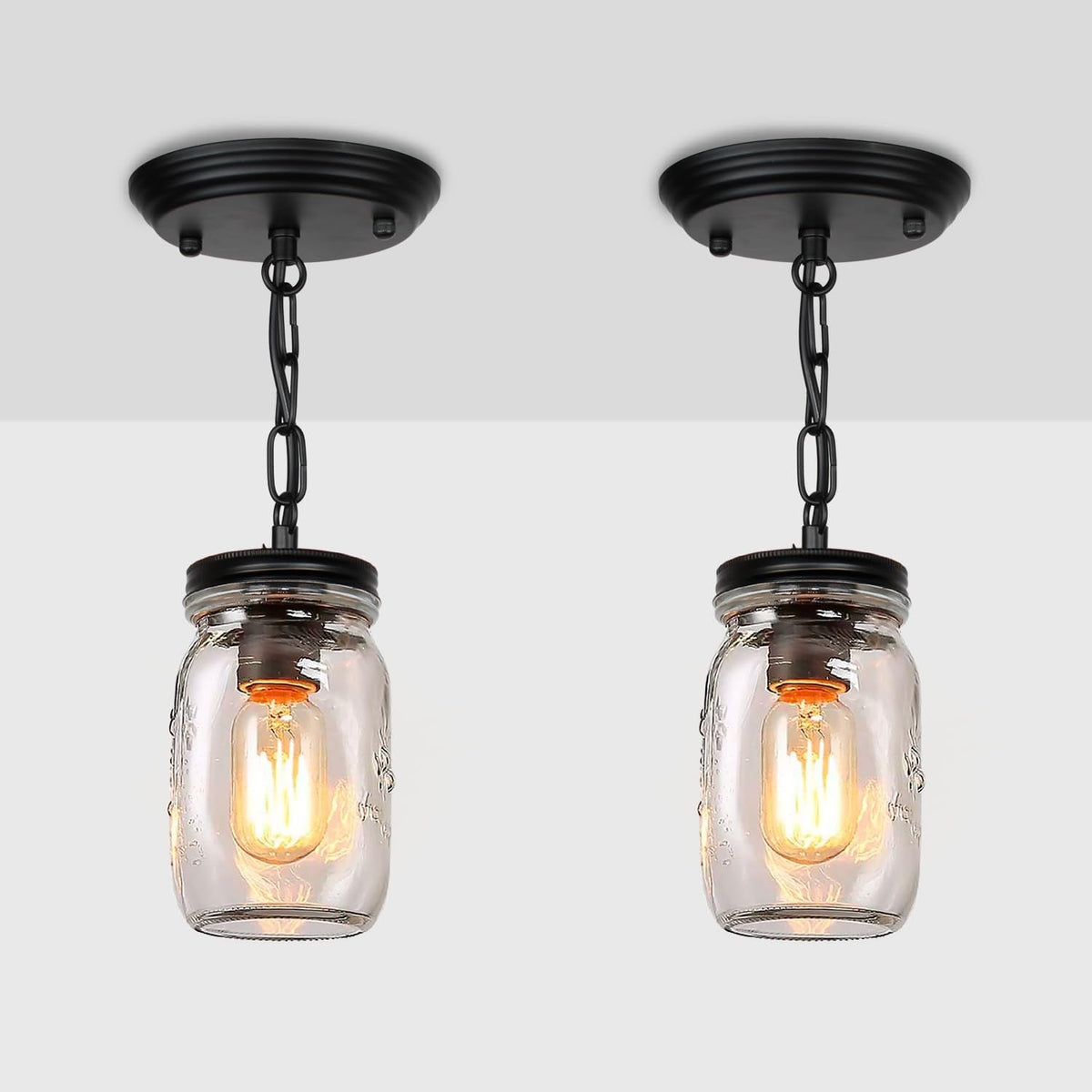 1 Light Glass Mason Jar Pendant Light Fixture