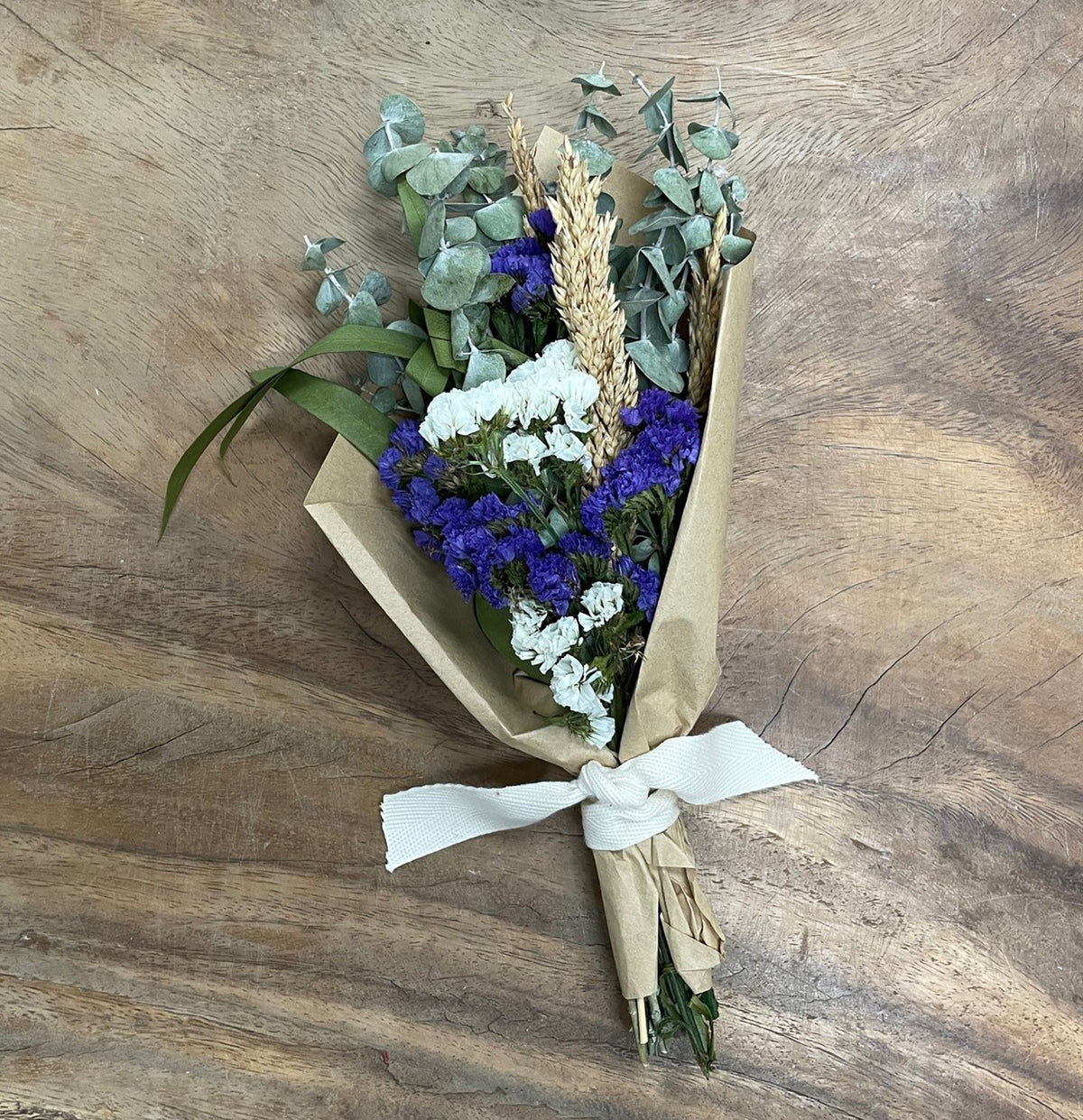 Petite Floral and Eucalyptus 12" Bouquet: Purple Floral