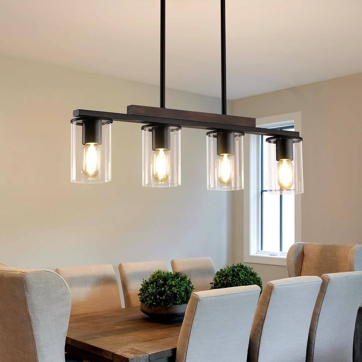 Farmhouse Black Linear Chandelier