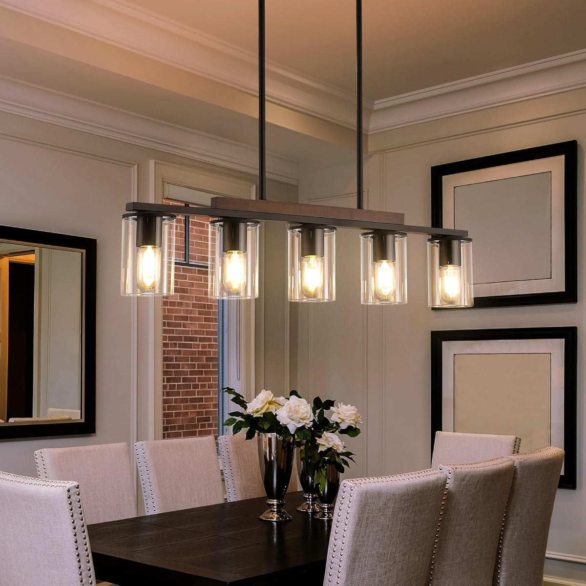 Farmhouse Black Linear Chandelier