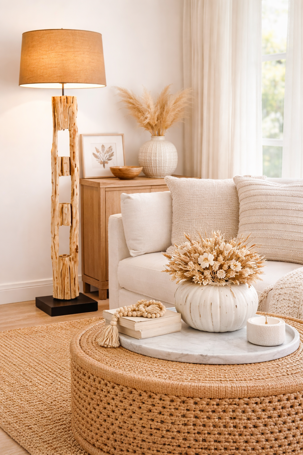 Winter Bleached Farm Post Floor Lamp