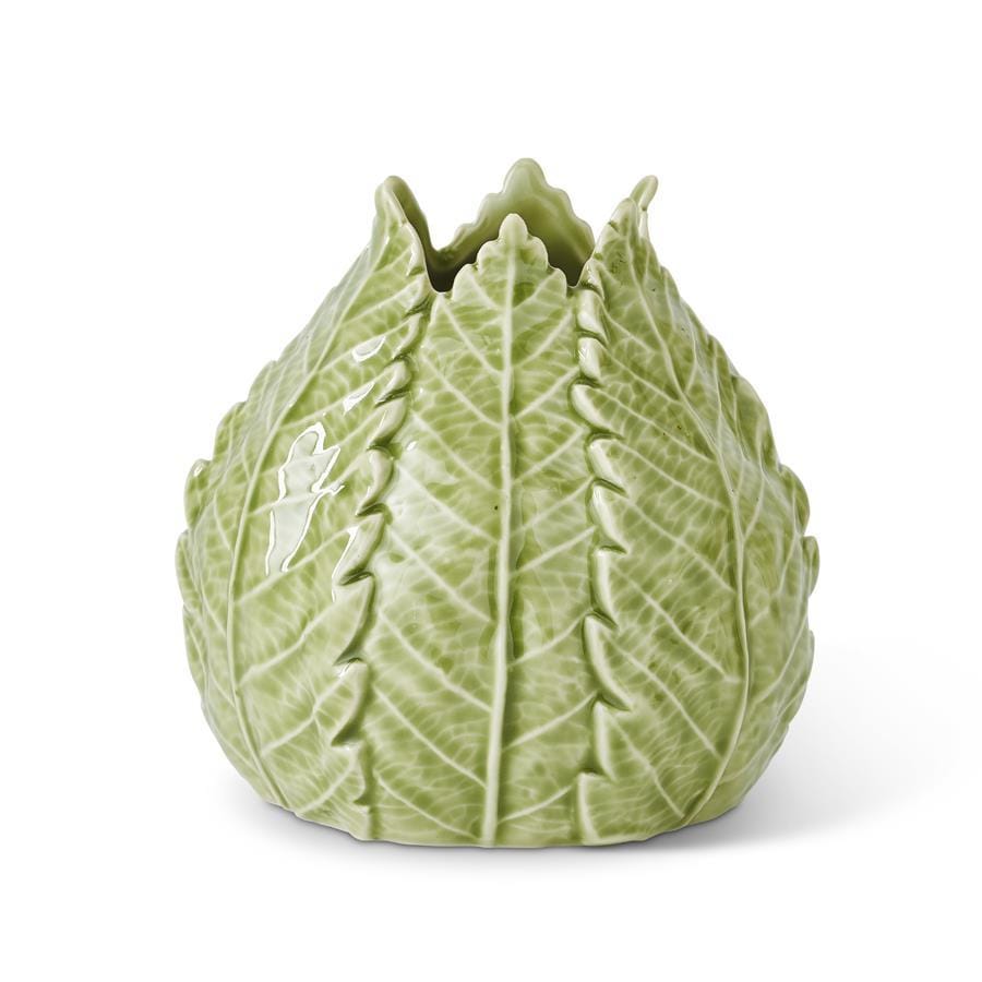 Green Ceramic Leaf Vase - Botanical Decorative Vase - 2 Sizes