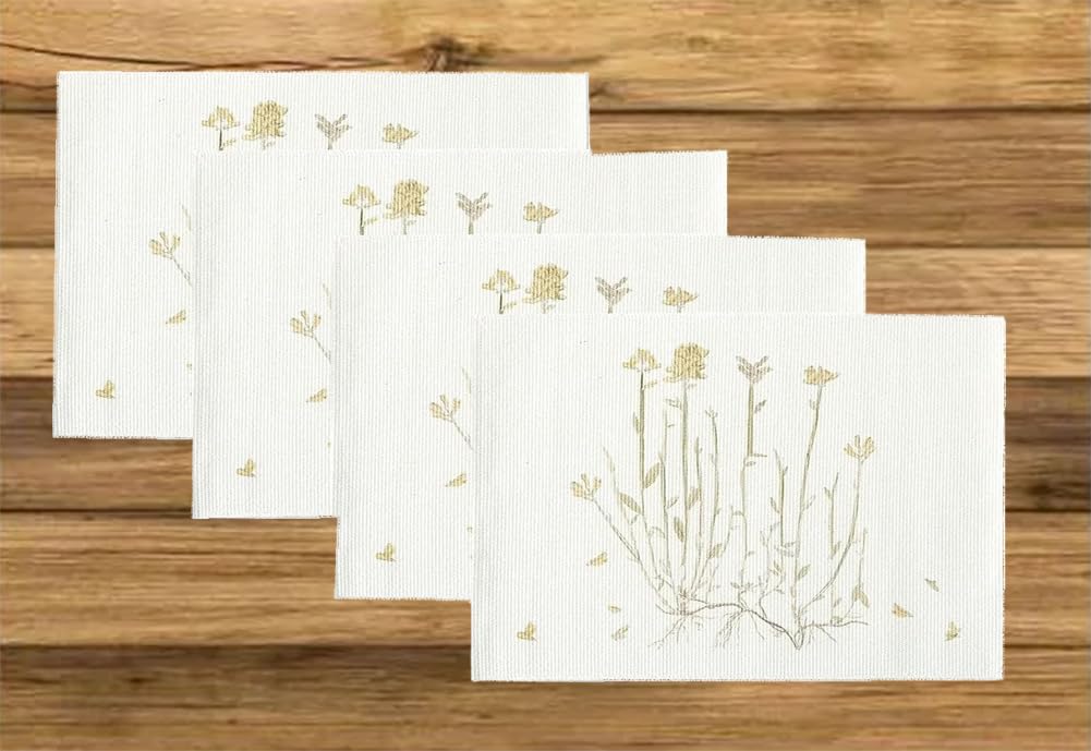 Botanical Floral Print Cotton Blend Woven Table Placemats