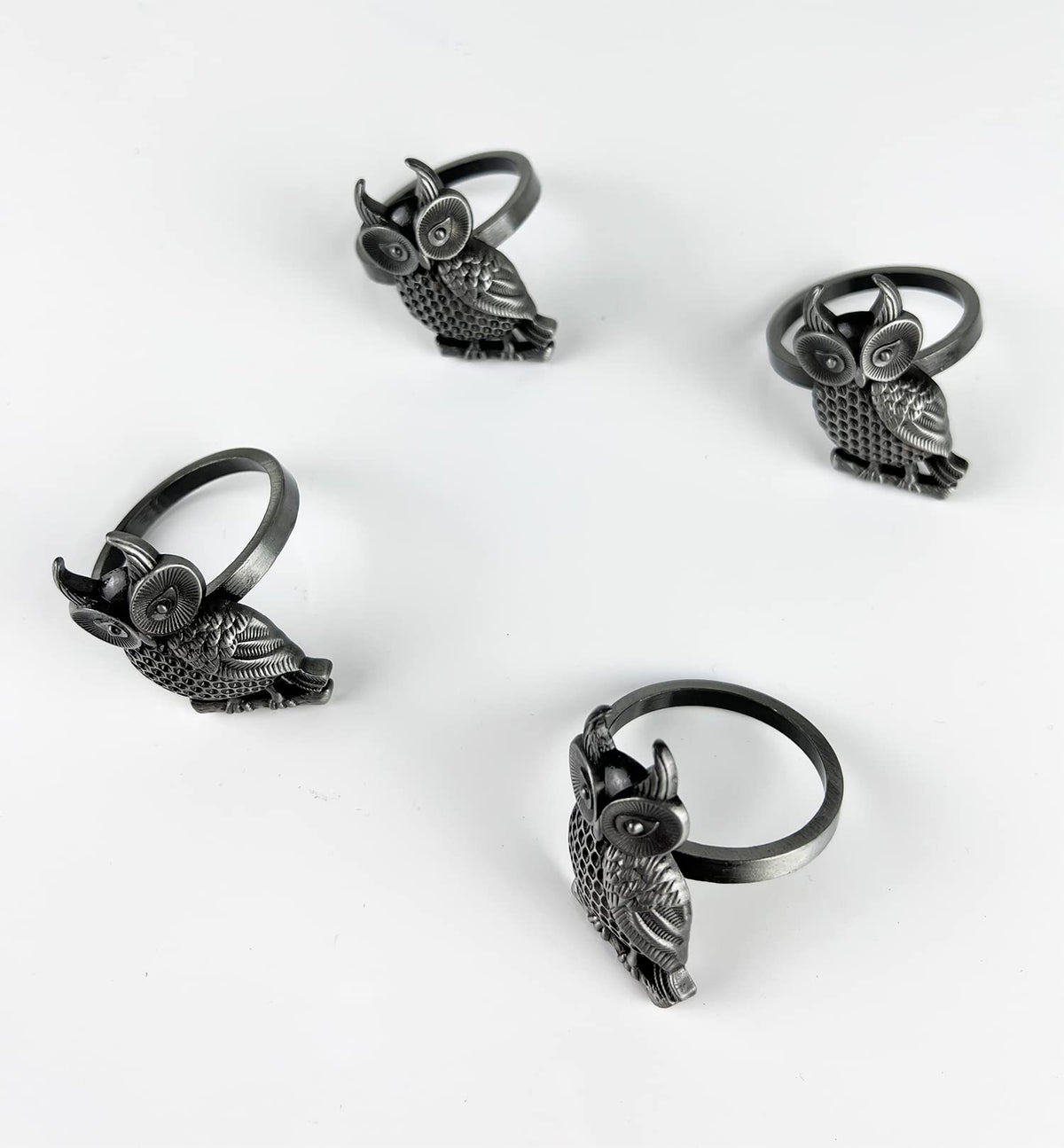 Perched Owl Metal Napkin Rings