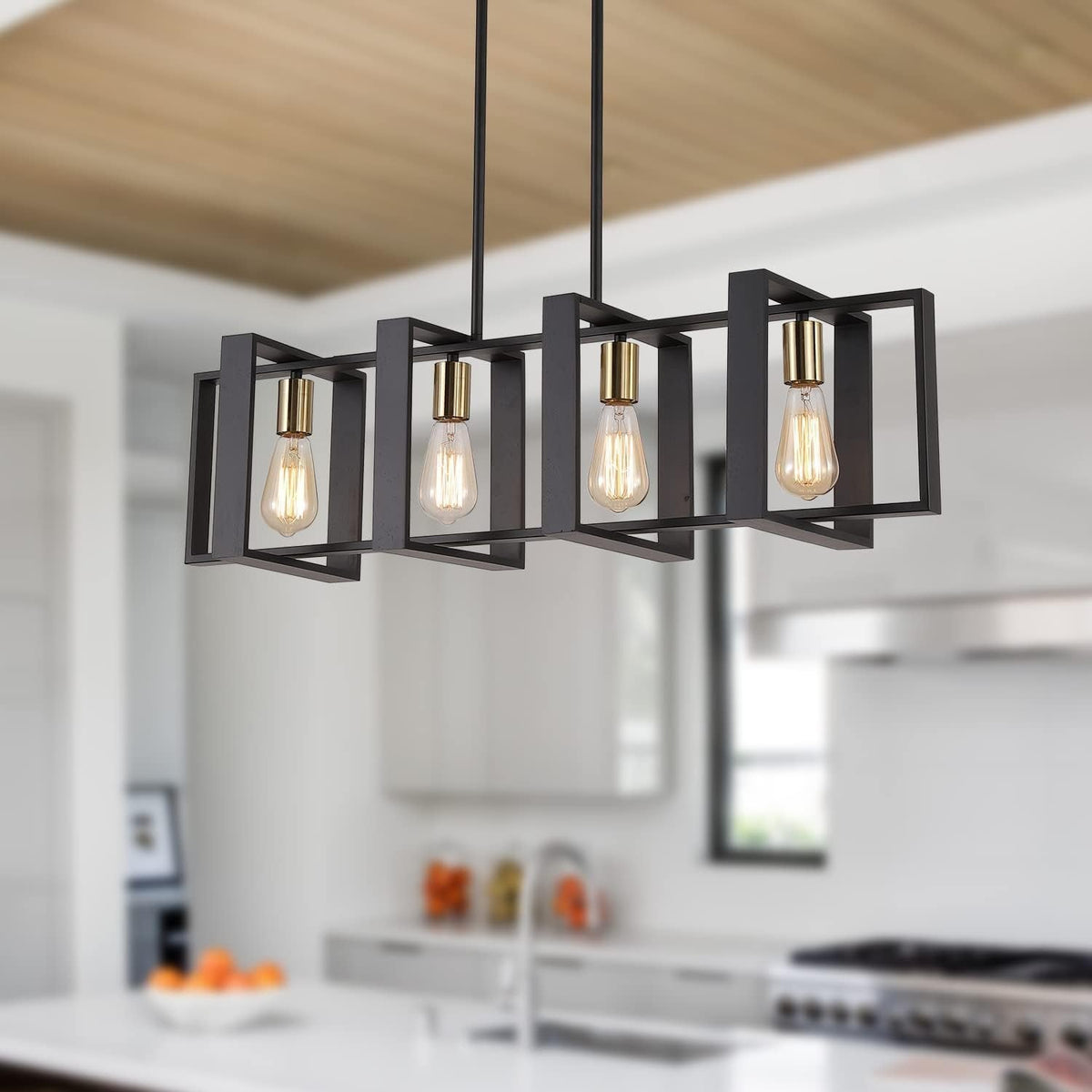 Farmhouse Linear Semi-Caged Chandelier