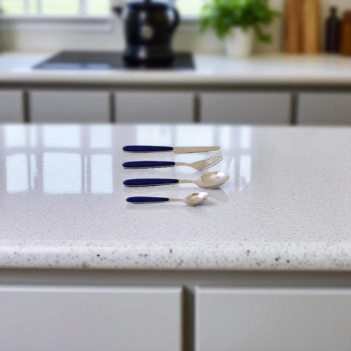 Flatware Set with Blue Handles