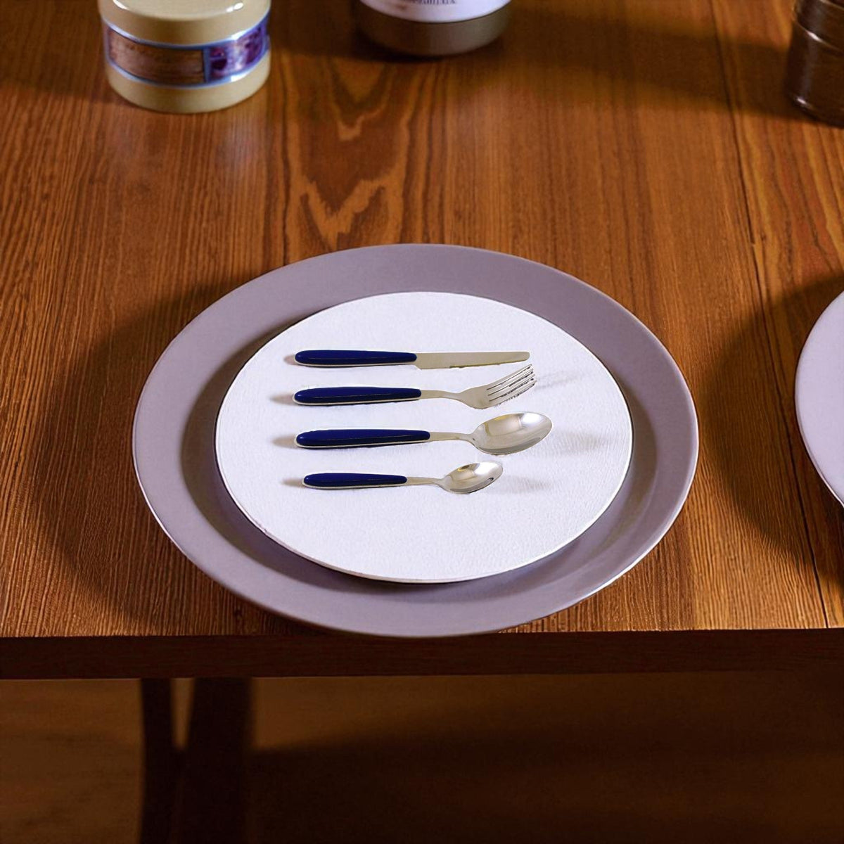 Flatware Set with Blue Handles