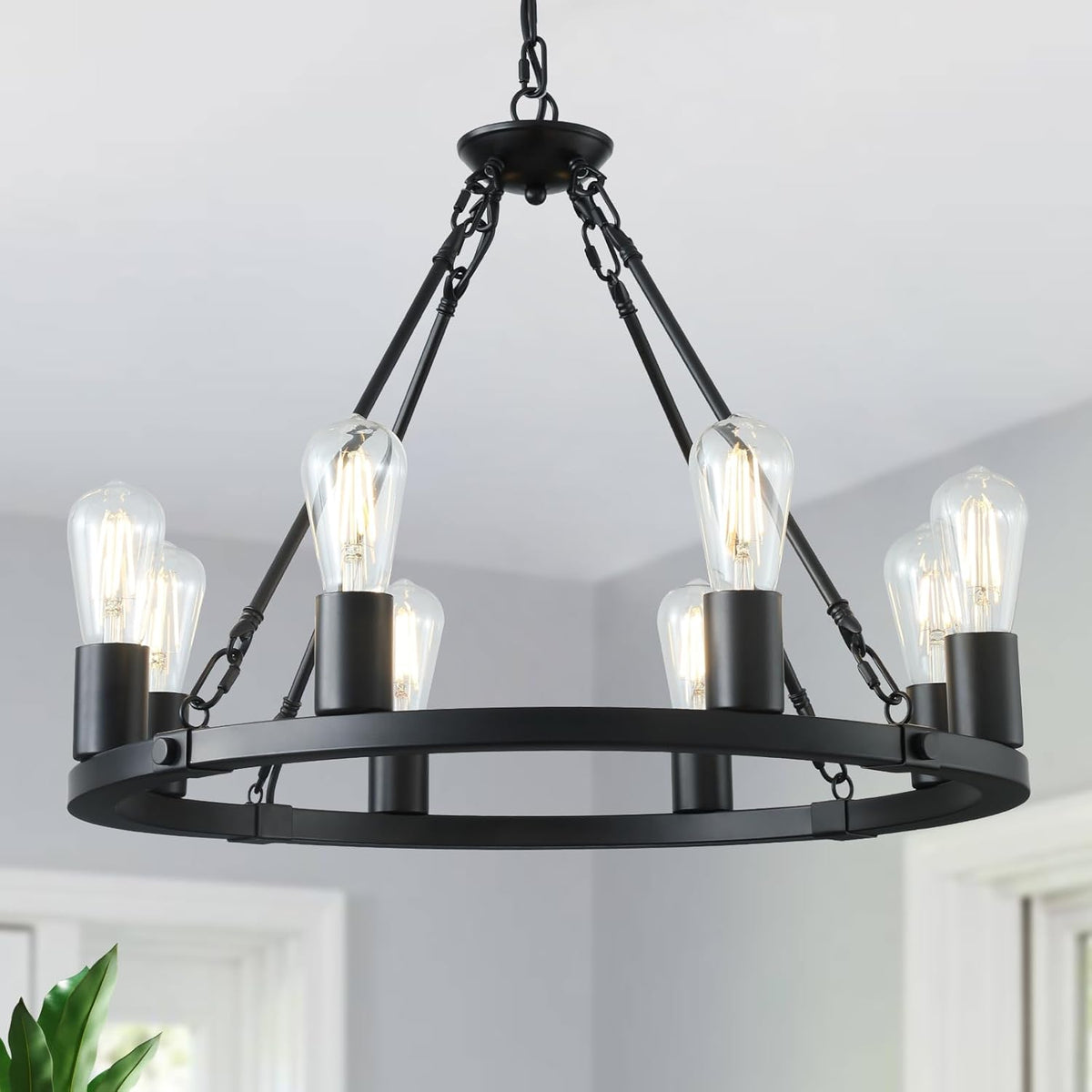 8 Lights Wagon Wheel Chandelier