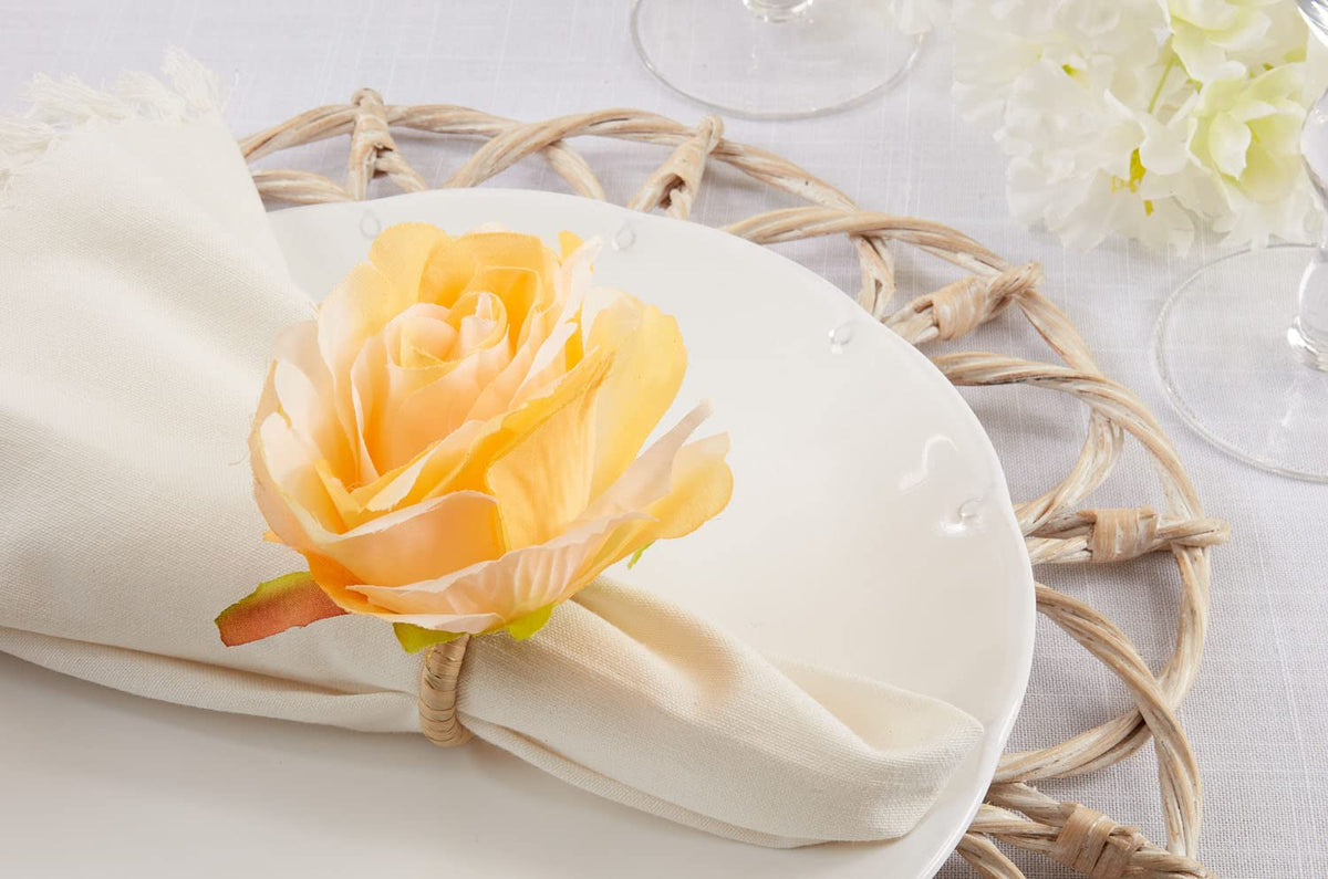 Handmade Red Rose Flower Napkin Rings
