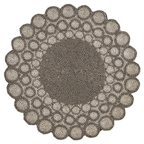 Abigail Design Collection Vintage Circling Dots Floral Glass Beaded Placemat