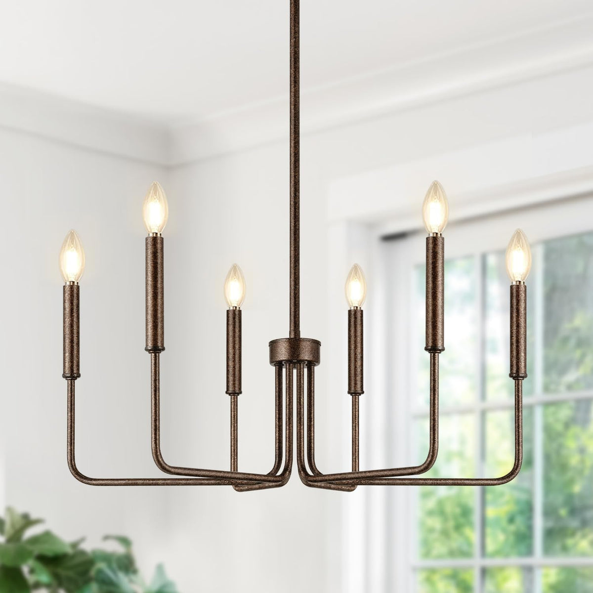 Farmhouse Hanging Candle Chandelier (No Assembly)