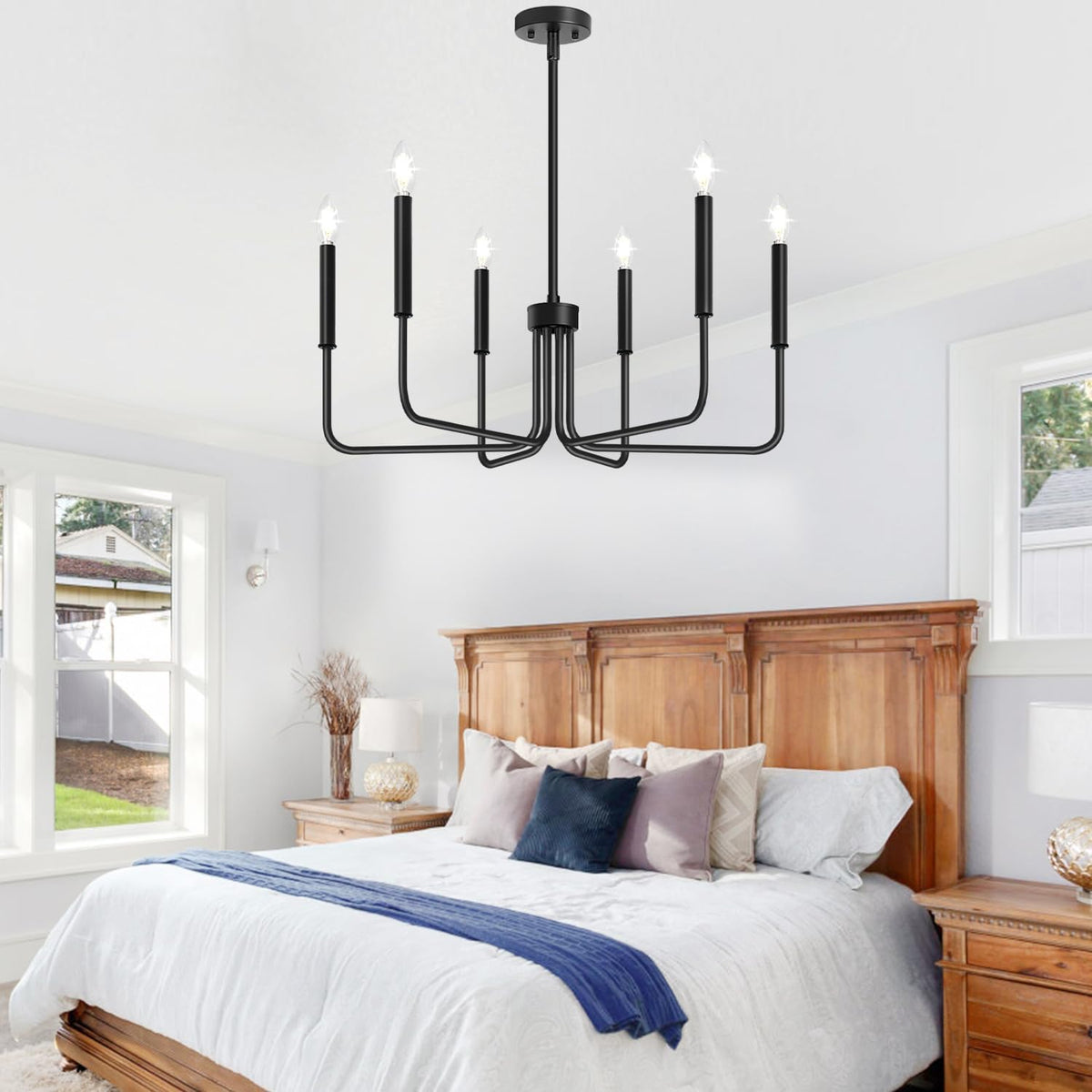Farmhouse Hanging Candle Chandelier (No Assembly)