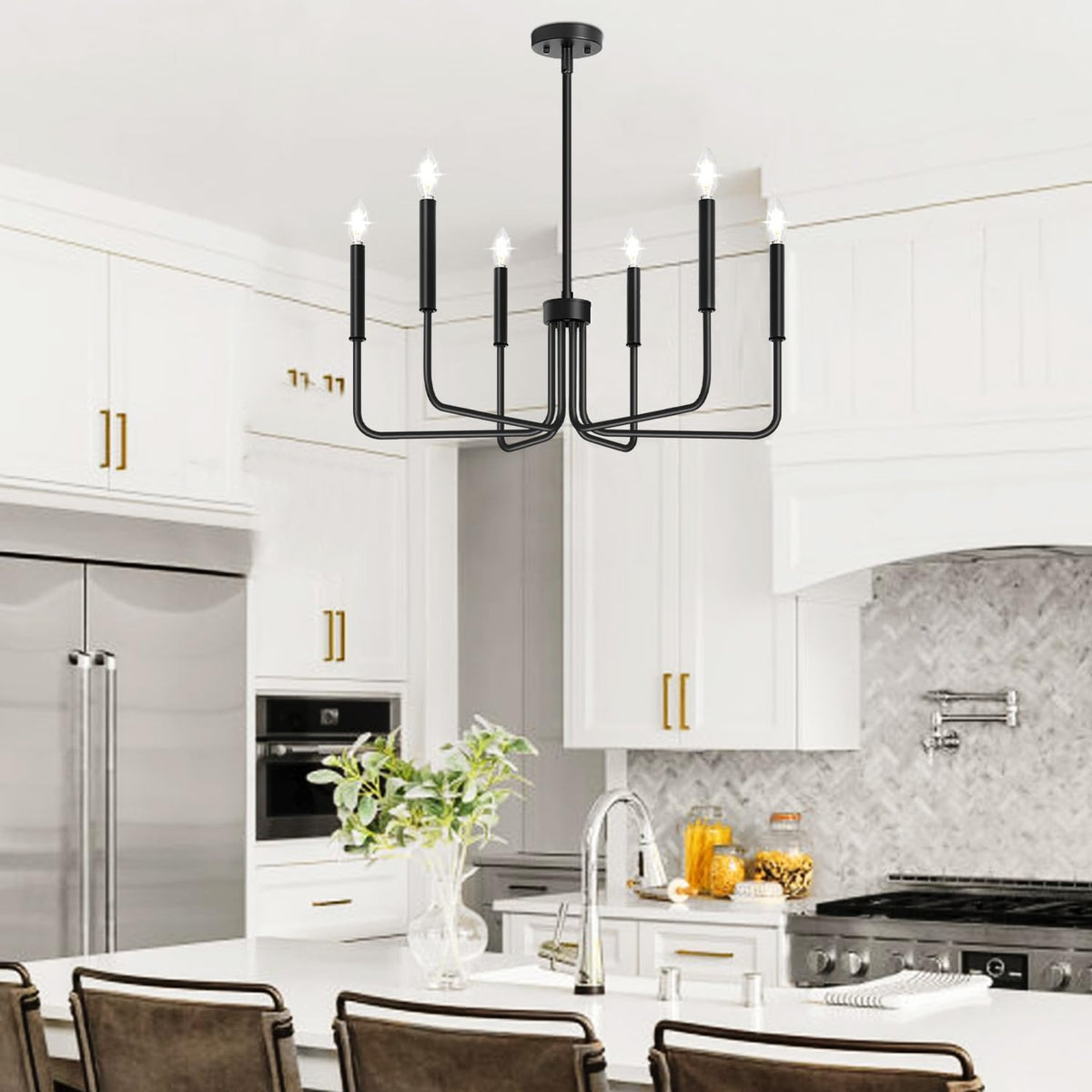 Farmhouse Hanging Candle Chandelier (No Assembly)