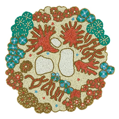 Hand Beaded Coral Reef Coastal Placemat 15" Round