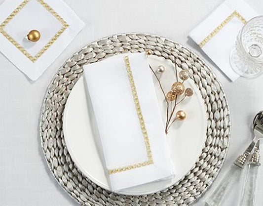 Serviettes de cocktail à bordure métallique brodée