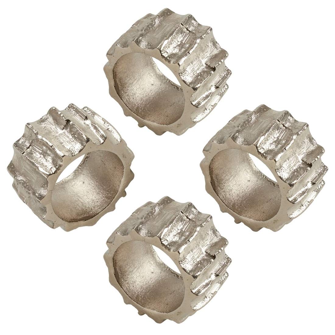 Contemporary Ribbed Design Metal Napkin Rings