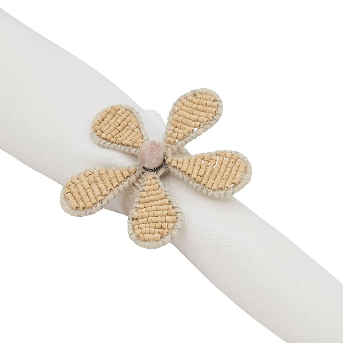 Hand Beaded Flower Decorative Napkin Rings