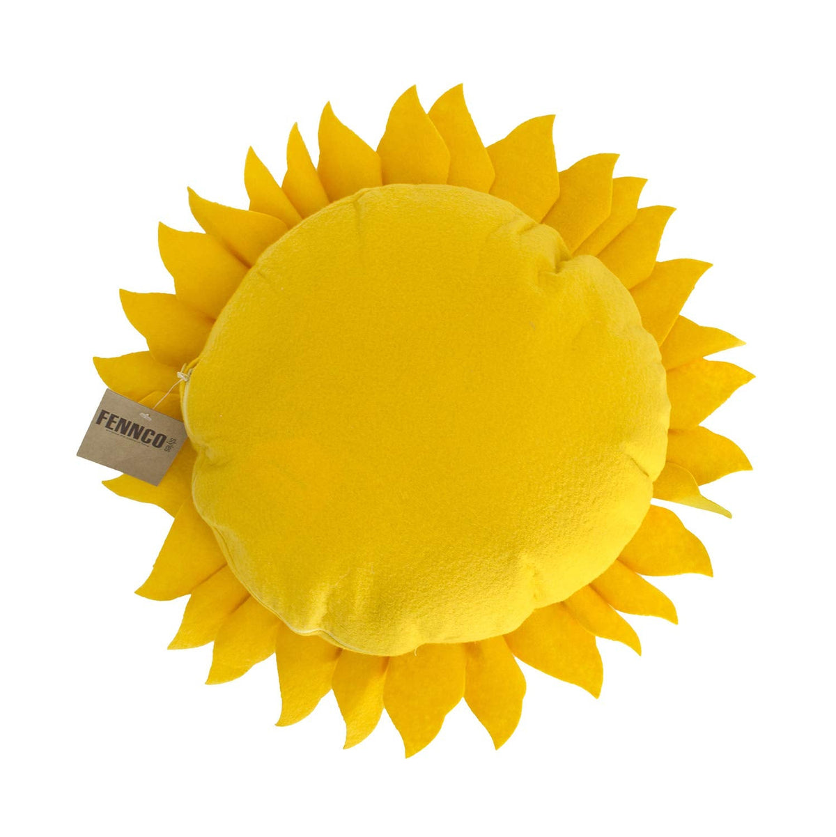 Fennco Styles Handmade Garden 3D Sunflower Decorative Filled Throw Pillow 13" Round - Gold Floral Pillow for Couch, Living Room and Bedroom Décor