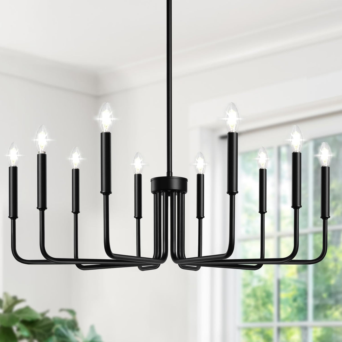 Farmhouse Hanging Candle Chandelier (No Assembly)