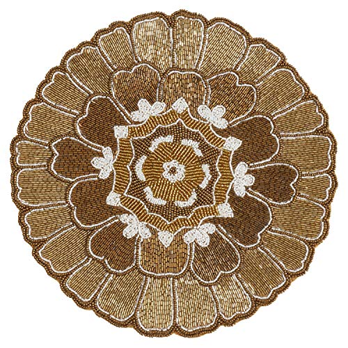 Set de table vintage Sanskrit Collection orné de perles de verre à motif floral ajouré
