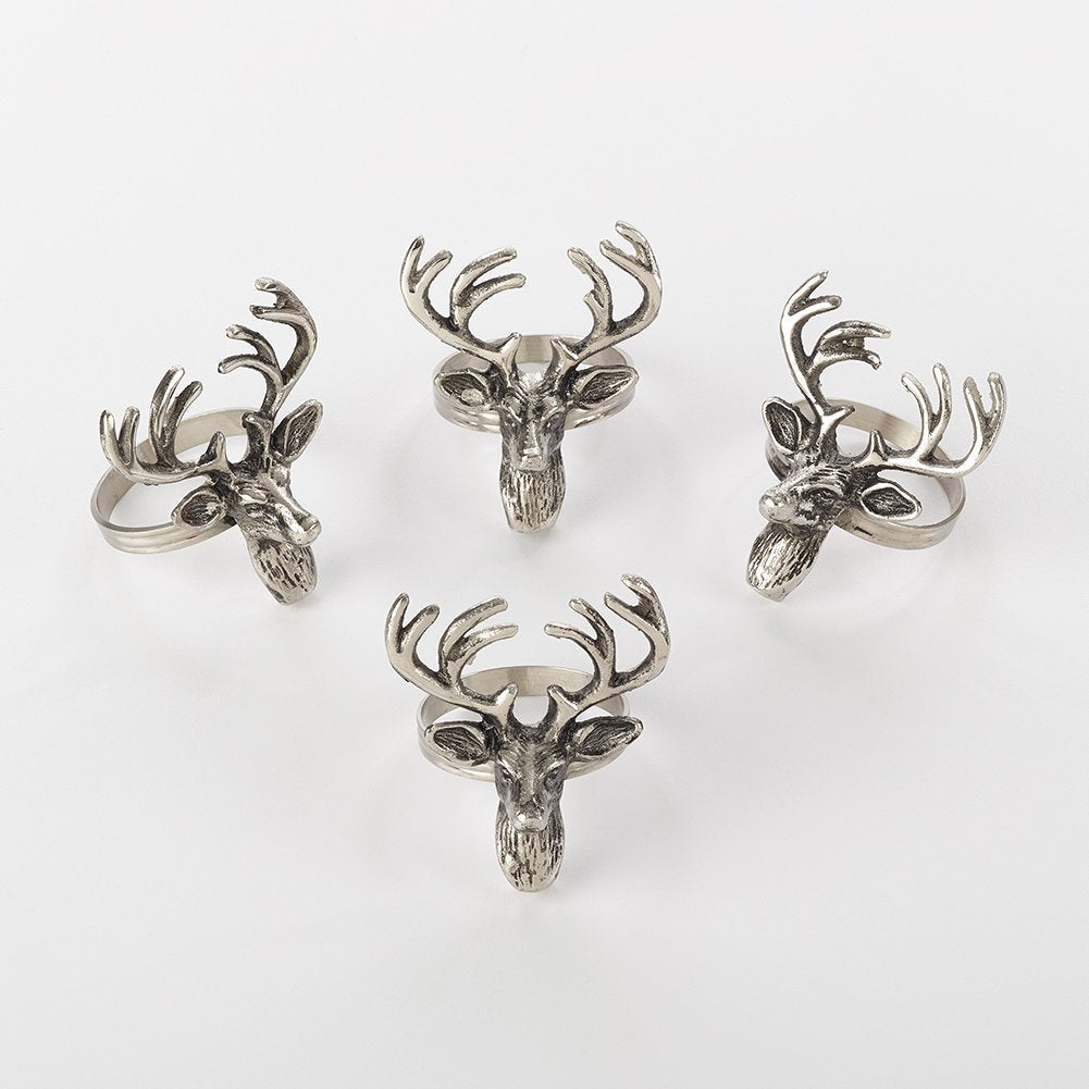 Classic Holiday Reindeer Design Napkin Rings