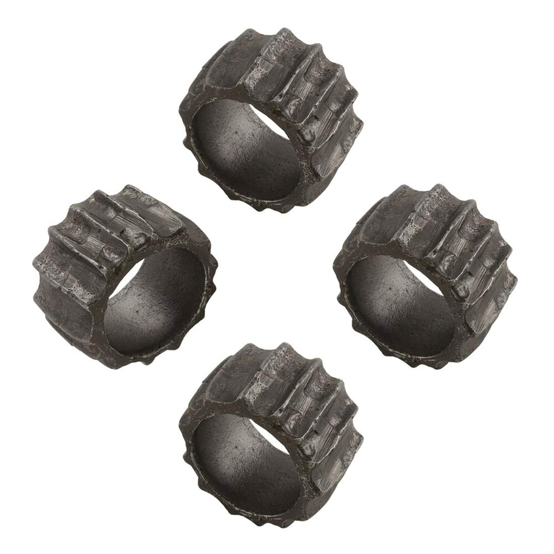 Contemporary Ribbed Design Metal Napkin Rings