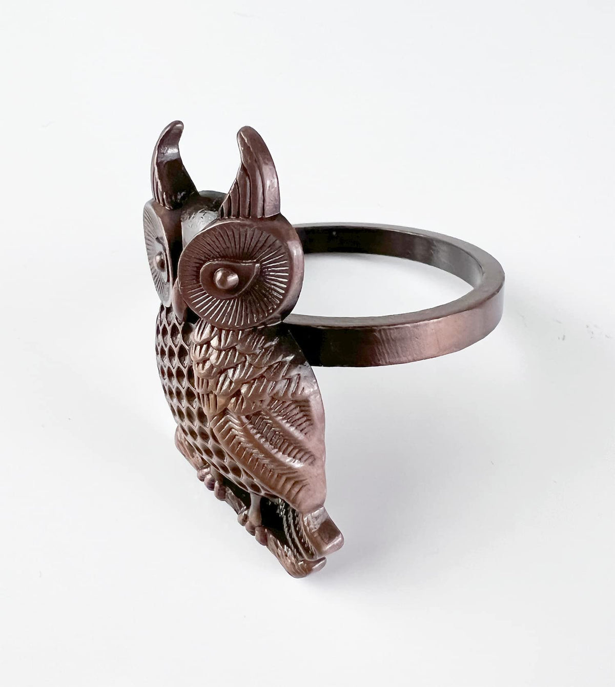 Perched Owl Metal Napkin Rings