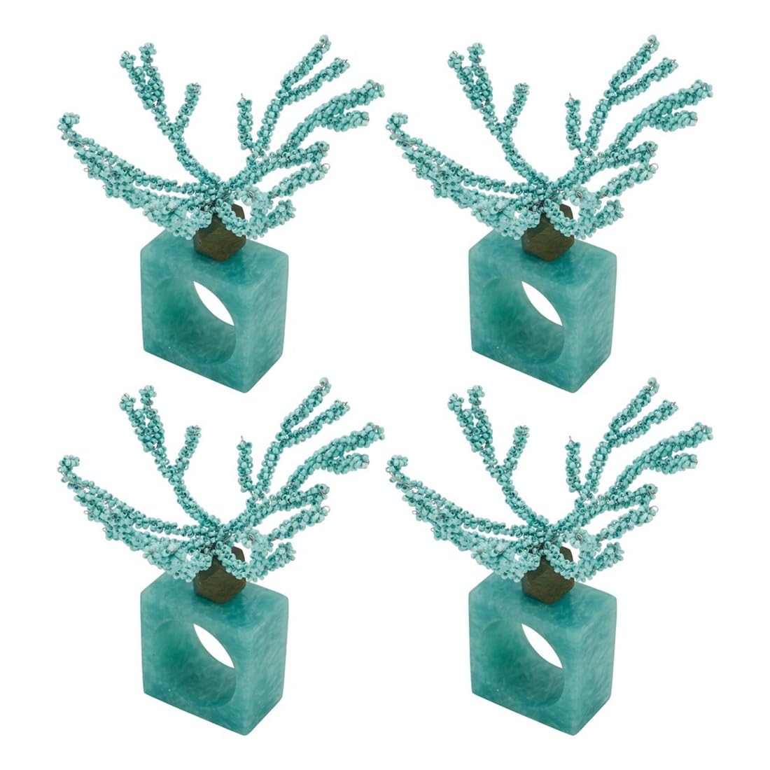 Coral Beaded Resin Napkin Rings
