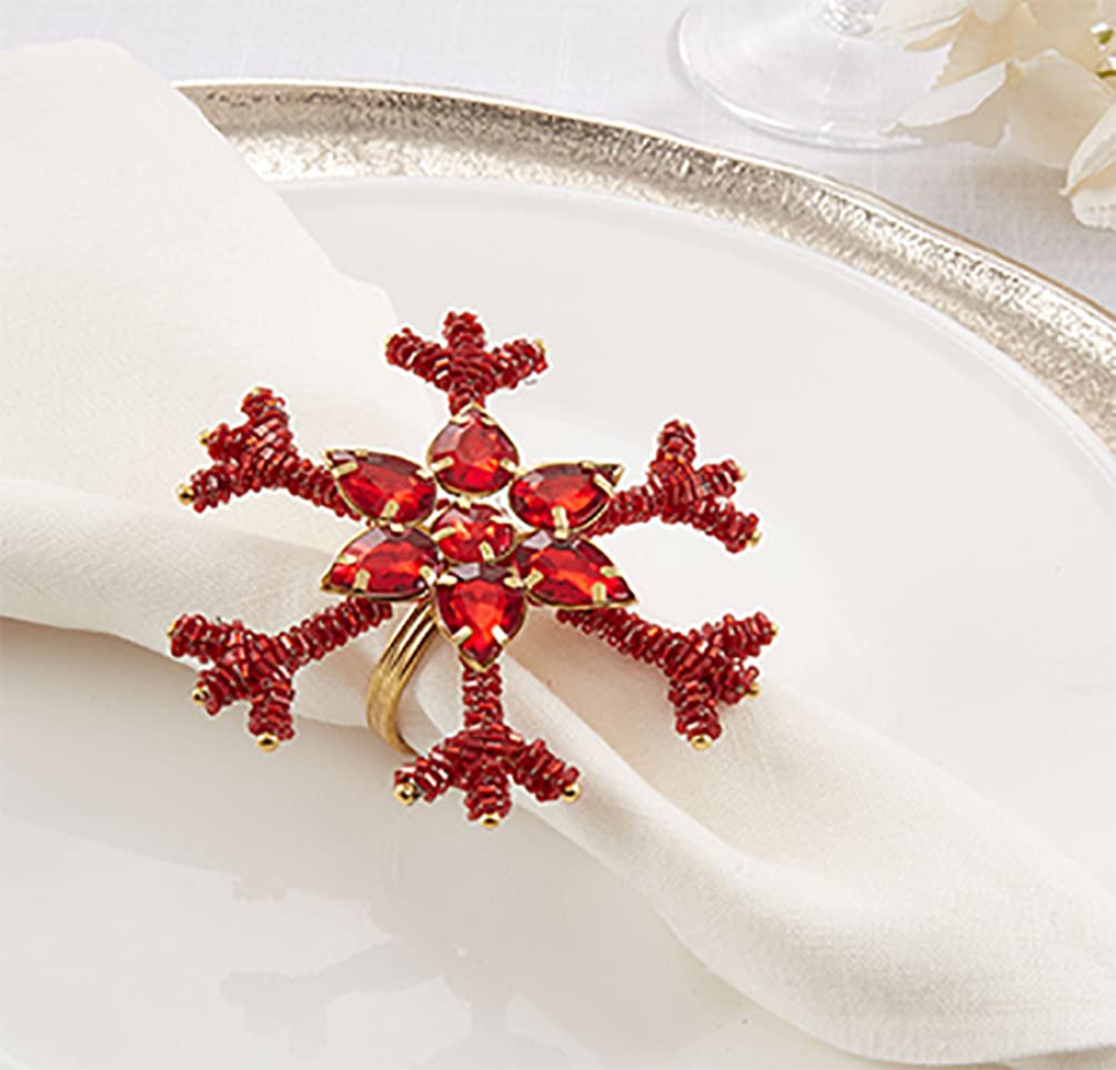 Beaded Snowflake Holiday Napkin Rings