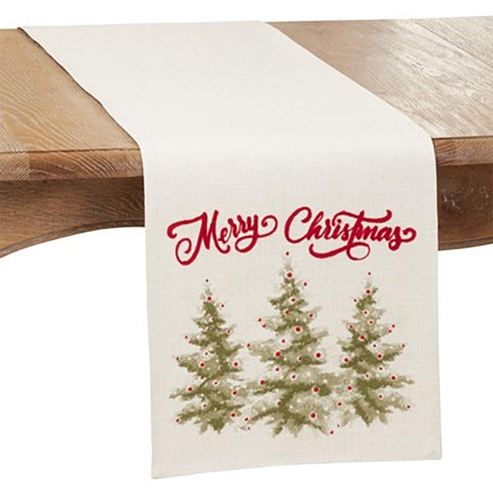 Merry Christmas Holiday Trees Decorative Table Runner (13" W x 72" L)