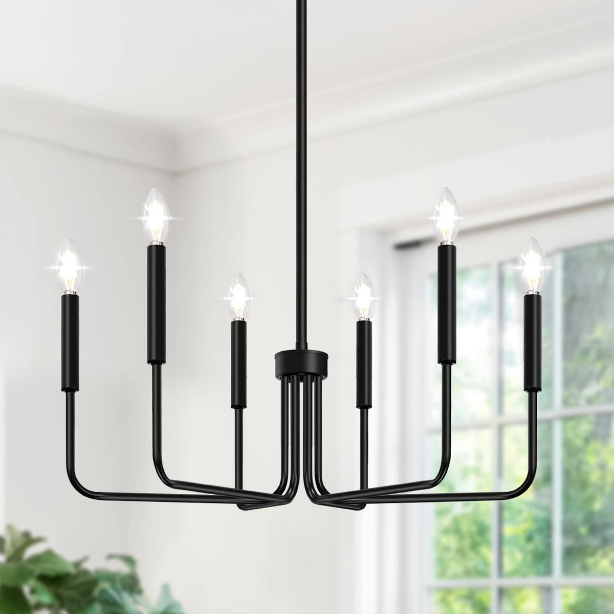Farmhouse Hanging Candle Chandelier (No Assembly)