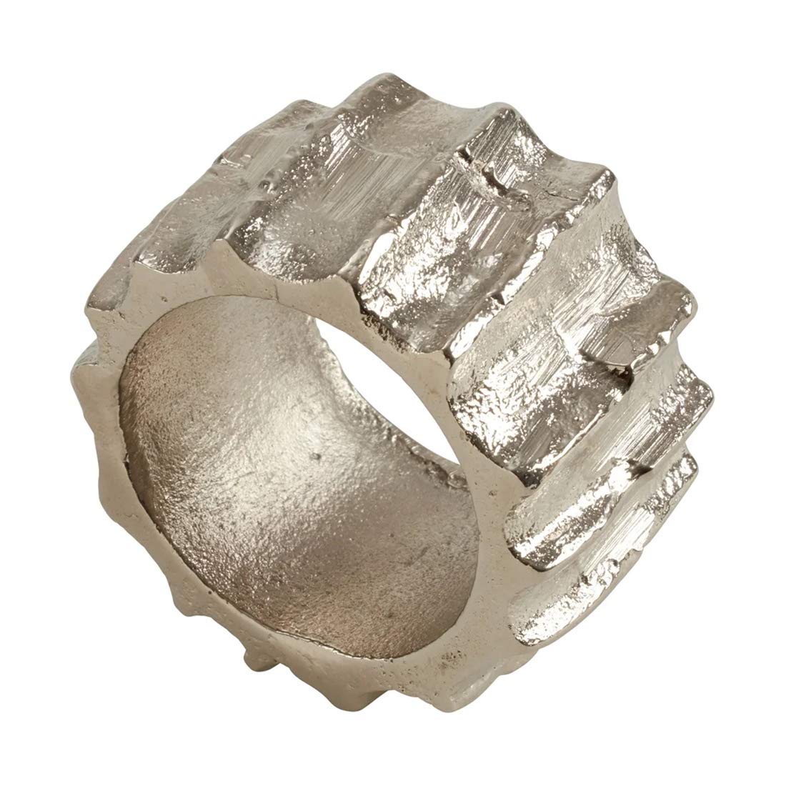 Contemporary Ribbed Design Metal Napkin Rings