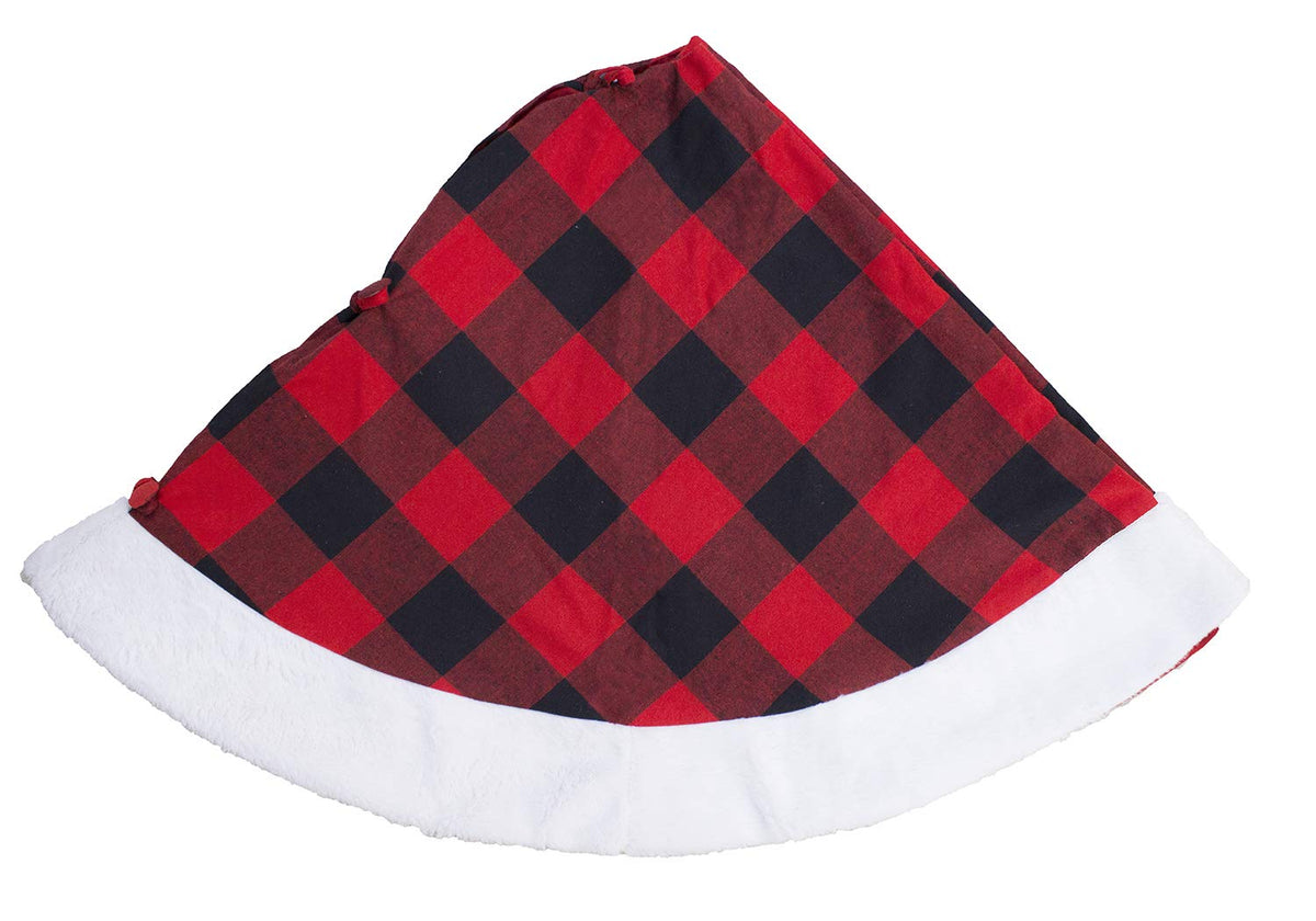 Red & Black Buffalo Plaid Christmas Tree Skirt (53")